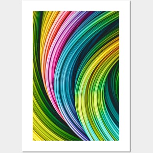 Green, Blue, Pink and Orange Colorful Abstract Art Strands Posters and Art